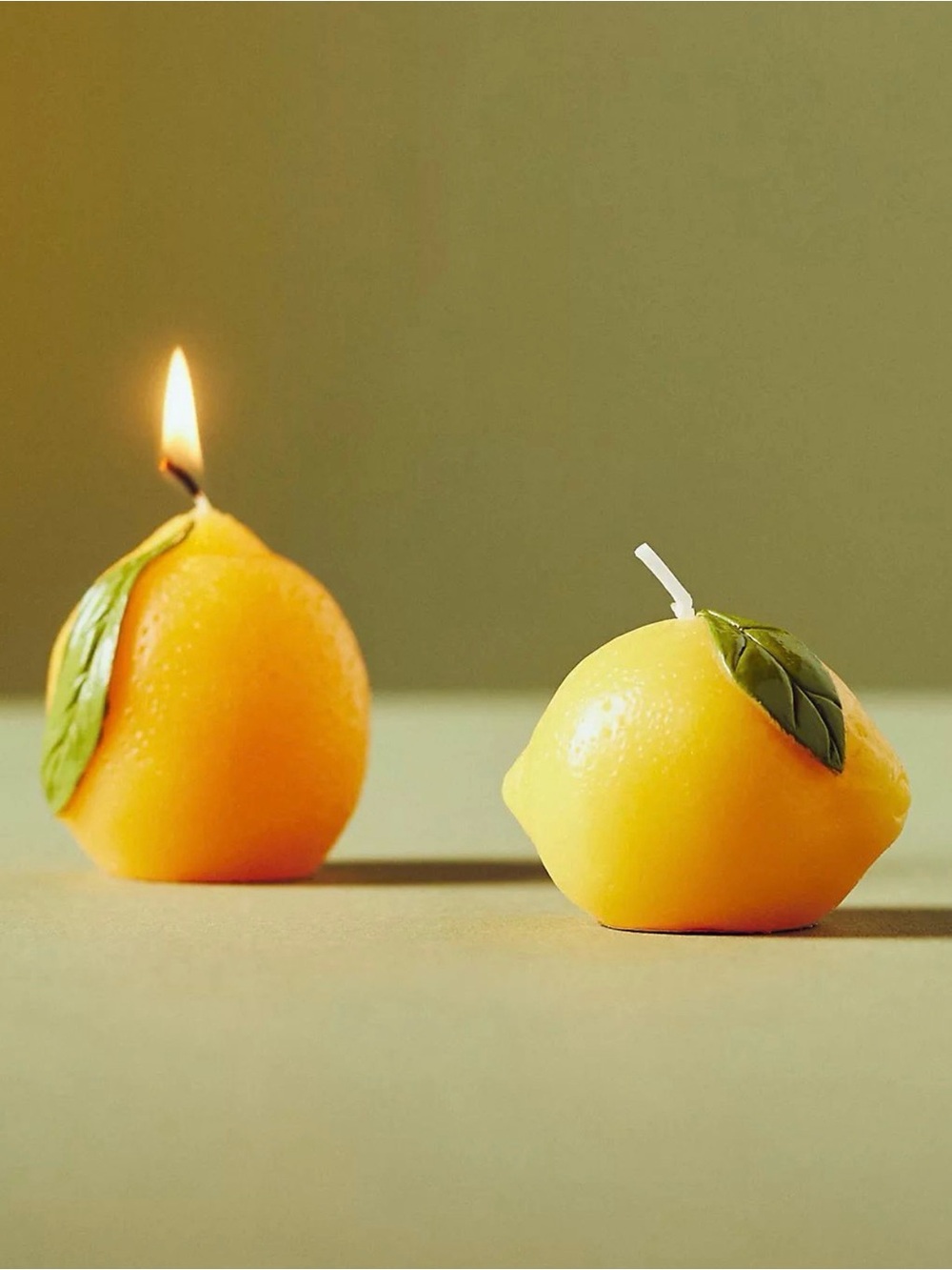 Anthropologie Yellow Lemon & Orange Novelty Candles